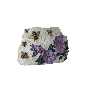 Vintage Style Bumblebee and Purple Flower 3D Wall Plaque Garden Decor 9x7